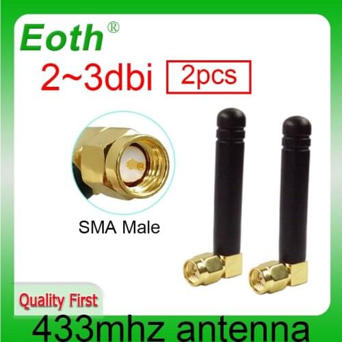 2pcs lot 433MHz antenna SMA Male connector 2.5dbi antena Small elbow rubber antennas 433m for lorawan Wireless watermeter