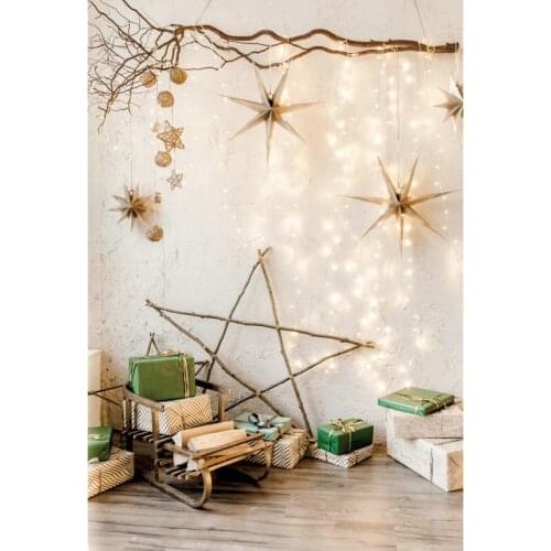 Christmas Backdrop Star Light Gift Box Photography Background New Year Xmas Party Decoration Baby Shower Photo Booth Studio Prop