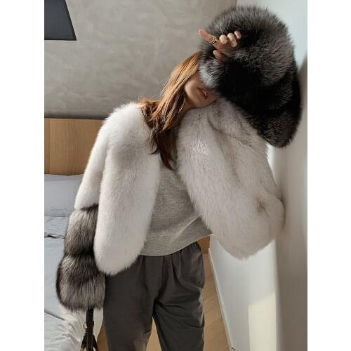 Ins Fashion Real Fox Fur Coat Women 2020 Imported Finish Natural Silver Fox Fur Jacket Winter New Luxury Warm Outwear Oversized