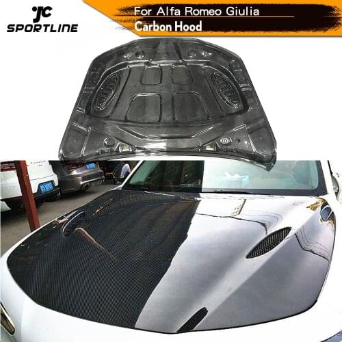 Carbon Fiber Engine Bonnet For Alfa Romeo Giulia Front Engine Hood Air Vent Bonnet Cap 2017 2018 2019 2020