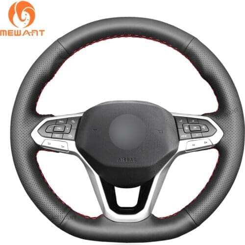 MEWANT Black Artificial Leather Car Steering Wheel Covers for Volkswagen VW Golf 8 2020 Atlas 2020-2021