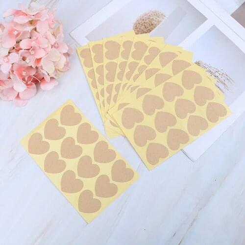 120pcs/lot 35*35mm Heart Shape blank Kraft Paper Label Sticker For DIY Hand Made stickers Christmas Gift