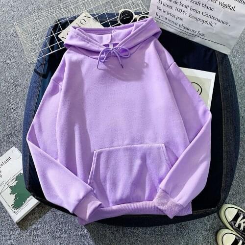 New Hoodie Women Hooded Winter Clothes Women Oversize Sweatshirts Simple All-match Leisure Pullovers Kawaii Anime Hoodies Purple