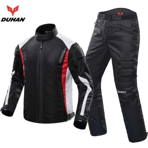 NEW DUHAN Summer Motorcycle Jacket Motorcycle Pants Men Breathable Mesh Moto Suit Racing Riding Jacket Moto Protector clothing