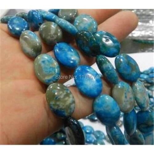 Charming Fashion Jewelry DIY Handmade Beads Stone 13x18mm Blue Crazy Lace Onyx Oval Loose Beads Girls Gifts Ornaments 15" sp0134