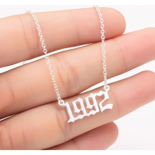 Oly2u Creative Stainless Steel Custom Birth Year Pendant Necklaces Wedding Date Necklace Anniversary Jewelry