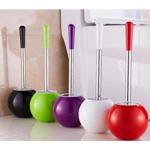 Stainless Steel Base + ABS, Bathroom Toilet Brush Set,Plastic Base Stainless Steel Long Holder Cleaning Brush
