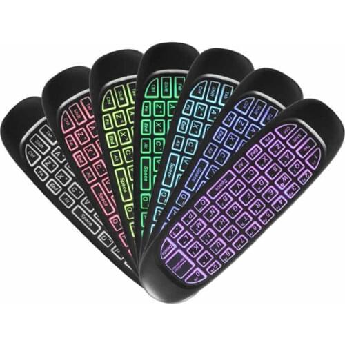 50pcs C120 Backlight 2.4G Air Fly Mouse Rechargeable Wireless Remote Control Keyboard for Android TV Box X96 Max T95 H96 HK1