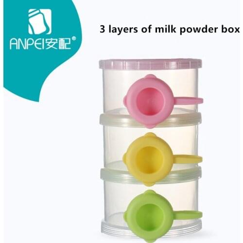 Portable Baby Infant Feeding Milk Powder & Food Bottle Container 3 Layer Grid Box Infant Storage Dispenser Travel Storage Bins