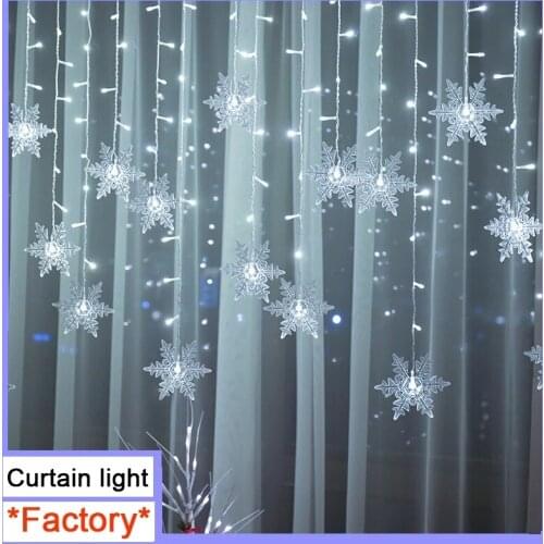 3.5M New Christmas Curtain Snowflake Decoration LED String Lights 2020 Flashing Lighting Curtain Light Waterproof outdoor Party