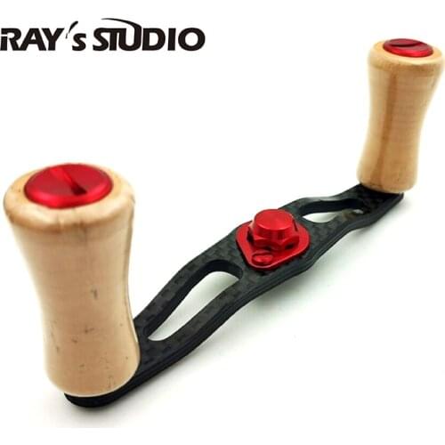 DIY curved carbon fishing reel cranks + cork knobs,free shipping