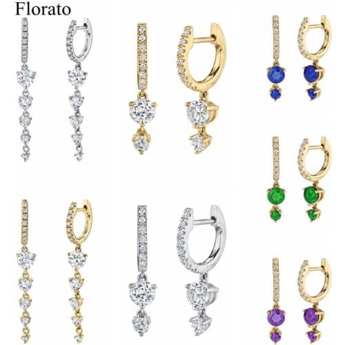 Bohemian Crystal Pendant 925 Sterling Silver Ear Buckle Exquisite Hoop Earrings Simple Fashion Jewelry For Women Birthday Gifts