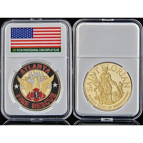 USA Atlanta Fire Rescue Patron Saint Of Firefighters Cross American Commemorative Challenge Medal Coin