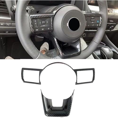 Car Styling 2PCS Carbon Fiber Printed Interior Steering Wheel Decoration Cover Trim for Nissan Rogue X-Trail T33 2021 2022
