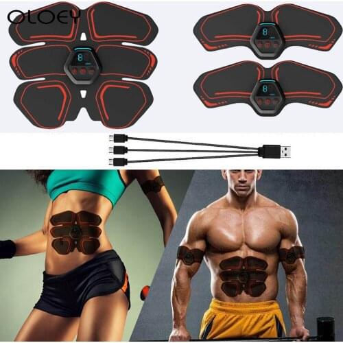 Gym Stimulator Muscle Toner EMS Press Trainer Abdomen Electrostimulation USB Charged Fitness Home Workout Muscle Toning Belt