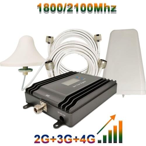 Smart LCD Signal Booster 1800/2100 Dual Band Repeater 2G +3G+4G With Full Kit Work For Europe,Asia,Australia,Africa Countries