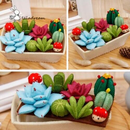Felt diy craft Free cutting felting kit Succulent plants set wool felt Non-woven cloth Craft DIY Sewing set Felt Handwork