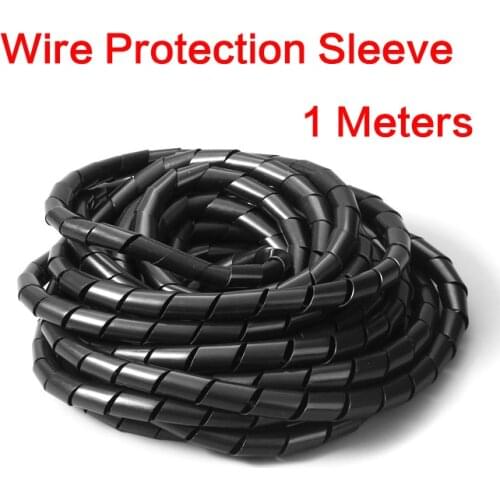 1 Meter Cable Protector Sleeve Black/White Winding Tube 3-30mm Wire Management Tube Computer Line Bundle Organizer spiral wrap