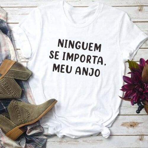 NOBODY CARES Fashion Letter Print Womens t-shirts Top Portuguese inscription Casual Summer shirt lady t-shirt shirt