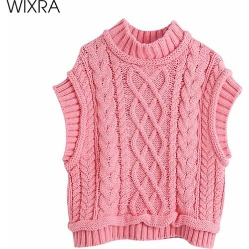 Wixra Womens Vest Sweater Sweet Color Turtleneck Sleeveless Jumpers Female Slim Fit Tops Spring Autumn