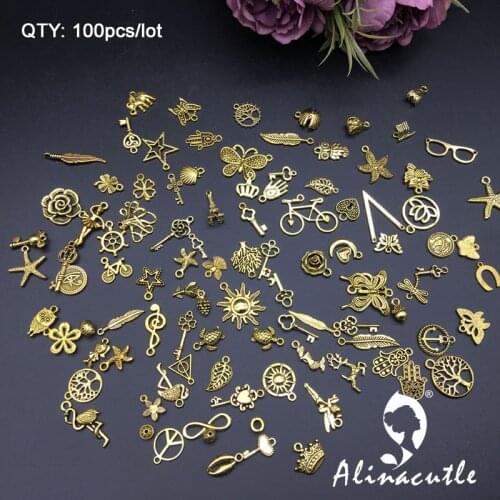 100pc Charms Pendant Mixed Metal Zinc Alloy Charms for Diy Jewelry Necklace Bracelet Making Handmade Craft