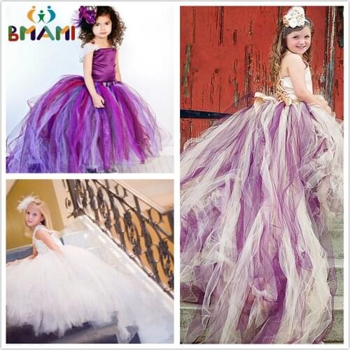 2020 White Purple Dresses for Girls Age 11 12 13 14 Years Girl Dress Ceremony Gown Bridesmaid Cloud Child Maxi Dresses for Kids