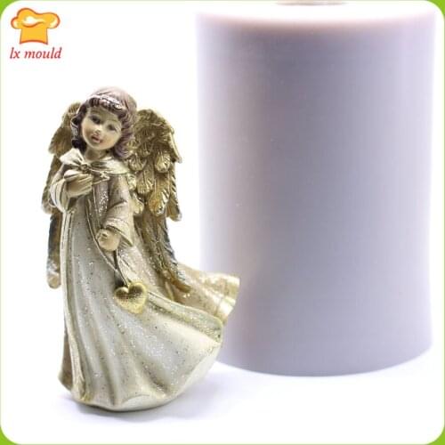 3D Christmas Angel Silicone Molds Gypsum Candle Soap Sculpture Mould Love Girl