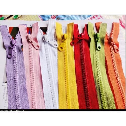 5# resin zipper plastic open-end 70cm green orange yellow white used for Sports clothes DIY toy pet garment accessories