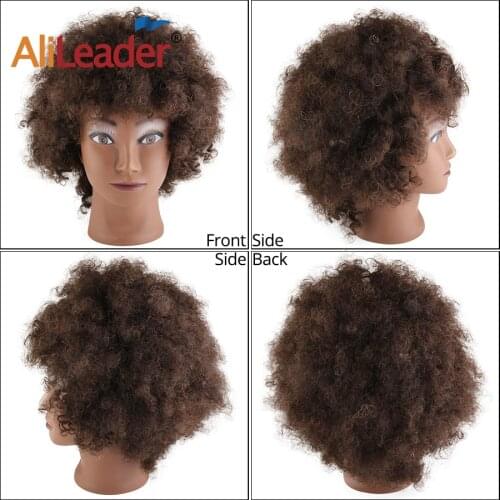 AliLeader Wholesale Cheap Mannequin Head With Afro Human Hair Silicone Male Kinky Curly Hair Doll Head For Short Hair Styling