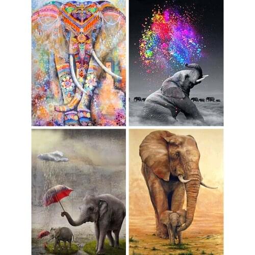 5D Diy Diamond Painting Colorful Elephant Baby Cross stitch Kit Full Drill Embroidery Mosaic Art Pictures Rhinestones Home Decor
