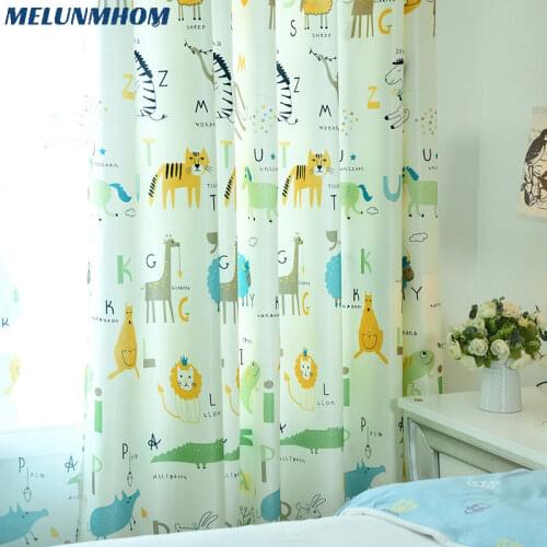American Style Cartoon Animal Curtains for Kids Bedroom Window Curtains for Living Room Tulle Fabric for Curtain Kitchen Room
