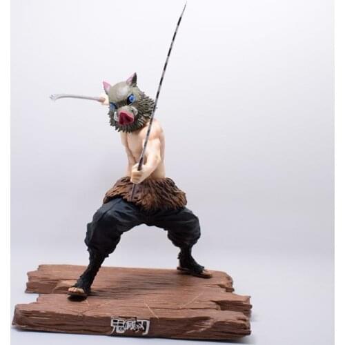 Anime Demon Slayer Blade Battle Edition Hashibira Inosuke Interchangeable Head Scene Boxed Figure Approximately 28cm with sword