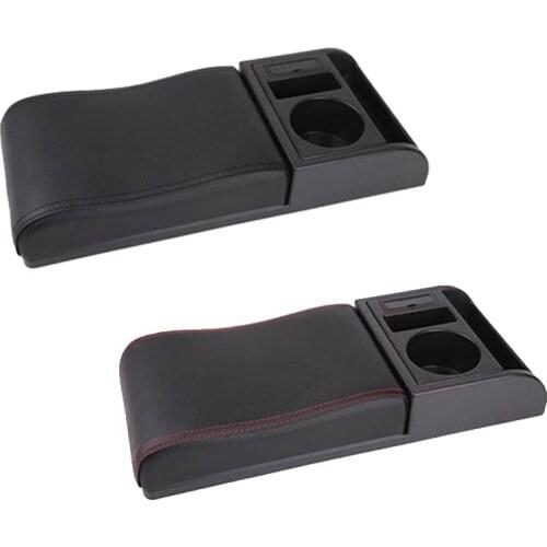 Car Armrest with Cup Holder Universal Pu Leather Storage Box Soft Elbow Suppoty Cushion Movable Armrest Pad