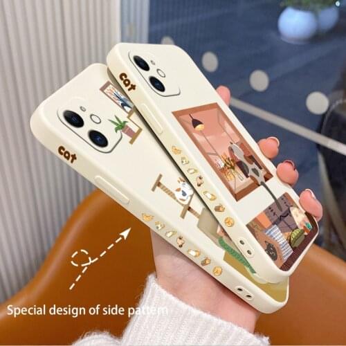Cat Back View Phone Case For iPhone 12 Pro Max 11 X XS XR XSMAX SE2020 8 8Plus 7 7Plus 6 6S Plus Cover