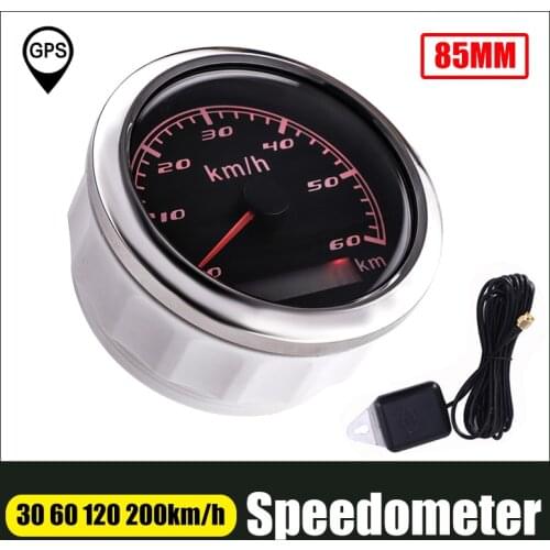 85mm GPS Speedometer 60 km/h Odometer 120km/h 200km/h Speed Gauge With GPS Antenna For Marine Boat Car ATV Truck Red Backlight