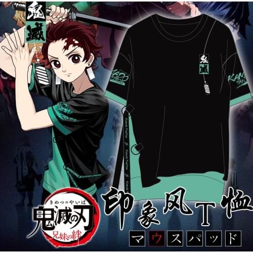 Anime Demon Slayer: Kimetsu no Yaiba T-shirt Kamado Tanjirou Fake Two pieces Short Sleeve Unisex Tee Summer Tops Cosplay