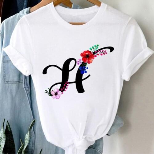 Summer Women T-shirts 26 Customize Letter Oversized T-shirt Fancy Graphic Tshirt Fashion Top Women Clothing Short Sleeve T-shirt