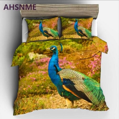 AHSNME Blue Peacock Bedding Set High-definition Print Quilt Cover for Russia and Australia and European and American Size Market