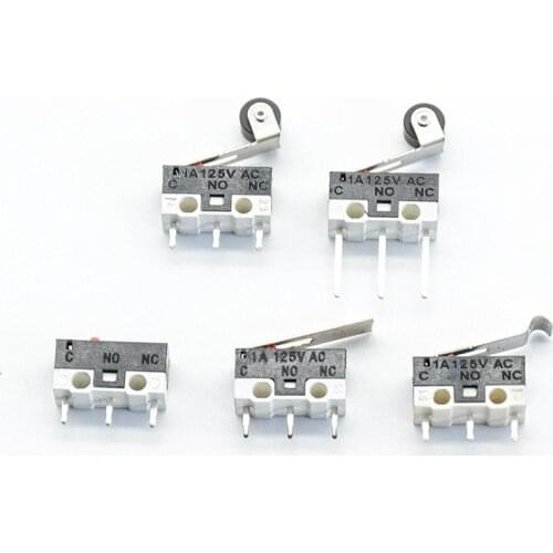 10pcs Micro Limit Switch Push Button Switch 1A 125V AC Mouse Switch 3Pins Long handle Roller Lever Arm SPDT 12* 6 *6mm TIAIHUA