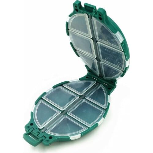 10 grid mini fishing accessories portable plastic fishing tackle box fish hook swivel pin green square turtle-shaped storage box