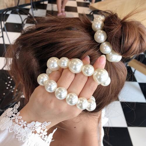 Fashion Woman Elegant Pearl Hair Ties Beaded Girls Scrunchies Rubber Bands Elastic Hair Bands Ponytail Holders Hair Accessories
