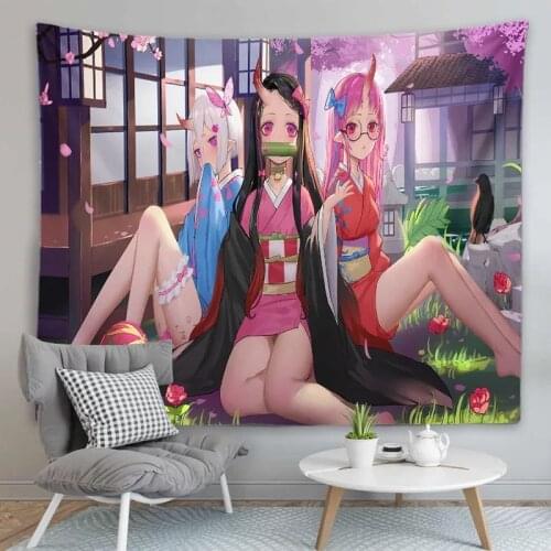 Cartoon Sexy Demon Slayer Tapestry Japanese Kawaii Loli Anime figure Tapestry Lovely Wall Décor HD Digital Witchcraft Room Decor