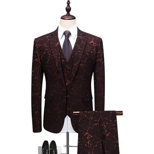 Men Suit 2021 Slim Fit Male Printed Suits Stylish Mens Suits Wedding Groom Designer Prom Wear Brand Clothing