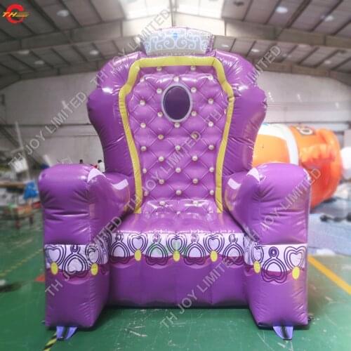 Purple beautiful Inflatable throne chair inflatable iron thrones for sale, durable big inflatable king throne for birthday party