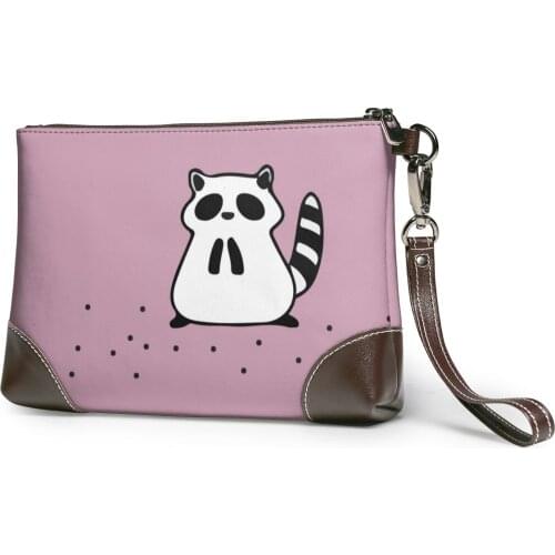 NOISYDESIGNS Raccoon Pink Printing Leather Wallet Women Wallets Purses Female Coin Zipper Purse Animals Printed Wallet
