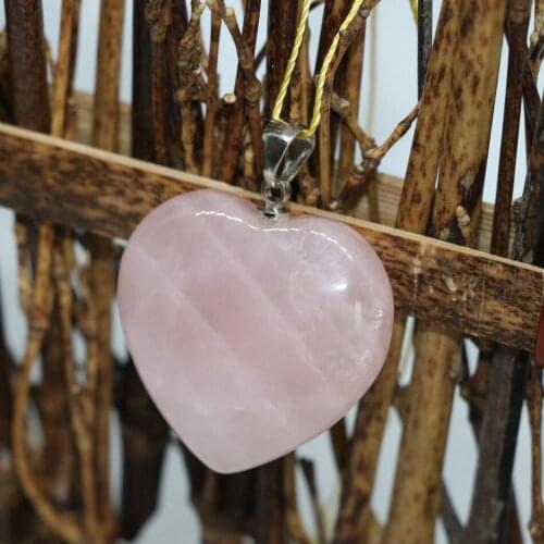 New arrival factory outlet rose pink crystal chalcedony heart shape pandent jades free shipping jewelry making 30mm B1835