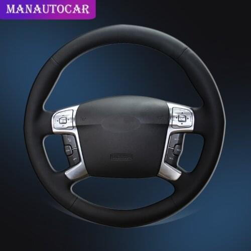Car Braid On The Steering Wheel Cover for Ford Mondeo Mk4 2007-2012 S-Max 2008 Interior Car-styling Auto Leather Steering Covers