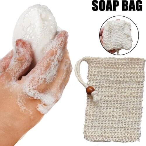 Foam Dry Soap Bag Cotton Linen Drawstring Design Durable Soft Cleaning Exfoliating Exquisite Gift for Family ALI88
