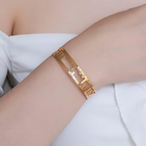 Personalized Custom Morse Code Bangles/ Charm Gold Adjusted Bracelet Unique Secret Language Stainless Steel Jewelry for Women