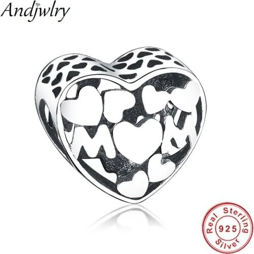 Fit Charms Bracelets 925 Sterling Silver Original Beads Love Heart to Mom Charms Bead DIY 925 Sliver Jewelry Berloque